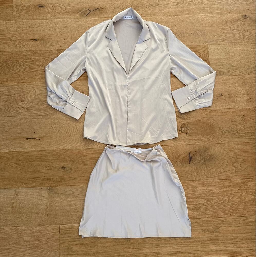Rumours - Pretty Woman Silk Skirt Set in Ivory Metallic